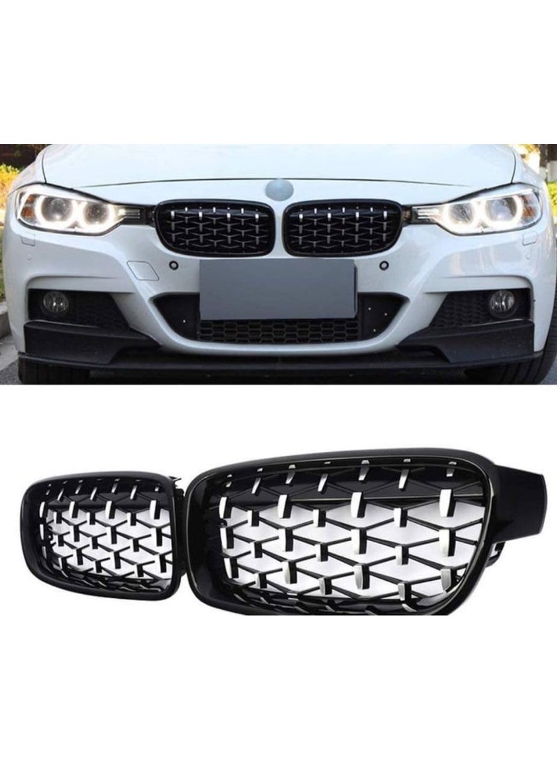 بي إم دبليو شبكة أمامية ماسية الشكل لسيارة BMW F30، لون أسود لامع - Image 1